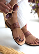 Σανδάλια δερμάτινα με μαίανδρο estil - Ταμπά - thefashionproject.gr - Estil