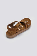 Σανδάλια δερμάτινα με μπαρέτα PANAGIOTA FANTASY SANDALS - Ταμπά - thefashionproject.gr - FANTASY SANDALS