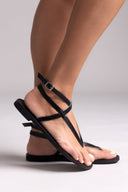 Σανδάλια δερμάτινα με μπαρέτα Tfp - Μαύρο - thefashionproject.gr - TFP - 24207002003