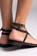 Σανδάλια δερμάτινα με μπαρέτα Tfp - Μαύρο - thefashionproject.gr - TFP - 24207002003