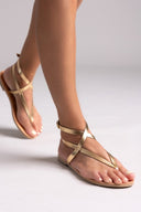 Σανδάλια δερμάτινα με μπαρέτα Tfp - Χρυσό - thefashionproject.gr - TFP - 24207009003