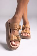 Σανδάλια δερμάτινα με pattern ADELITA FANTASY SANDALS - Κάμελ - thefashionproject.gr - FANTASY SANDALS