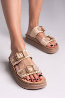 Σανδάλια δερμάτινα με pattern ADELITA FANTASY SANDALS - Nude - thefashionproject.gr - FANTASY SANDALS