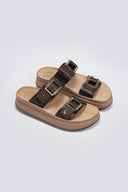 Σανδάλια δερμάτινα με pattern ψάθα ADELITA FANTASY SANDALS