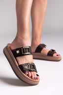 Σανδάλια δερμάτινα με pattern ψάθα ADELITA FANTASY SANDALS