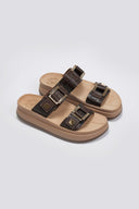 Σανδάλια δερμάτινα με pattern ψάθα ADELITA FANTASY SANDALS - Καφέ - thefashionproject.gr - FANTASY SANDALS