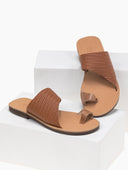 Σανδάλια δερμάτινα με pattern ψάθα estil - Ταμπά - thefashionproject.gr - Estil