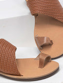 Σανδάλια δερμάτινα με pattern ψάθα estil - Ταμπά - thefashionproject.gr - Estil