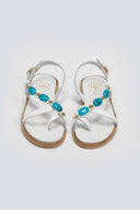 Σανδάλια δερμάτινα με πέτρες Tfp - Λευκό - thefashionproject.gr - TFP - 24082001003
