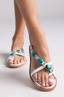 Σανδάλια δερμάτινα με πέτρες Tfp - Λευκό - thefashionproject.gr - TFP - 24082001003
