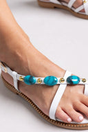 Σανδάλια δερμάτινα με πέτρες Tfp - Λευκό - thefashionproject.gr - TFP - 24082001003
