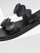 Σανδάλια δερμάτινα με πλεγμένες φάσες Iris Sandals - Μαύρο - thefashionproject.gr - IRIS
