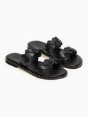 Σανδάλια δερμάτινα με πλεγμένες φάσες Iris Sandals - Μαύρο - thefashionproject.gr - IRIS