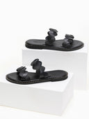 Σανδάλια δερμάτινα με πλεγμένες φάσες Iris Sandals - Μαύρο - thefashionproject.gr - IRIS