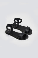 Σανδάλια δερμάτινα με print Estil - Μαύρο - thefashionproject.gr - Estil - 24251002002
