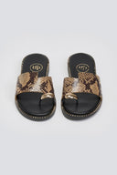 Σανδάλια δερμάτινα με print Tfp - Κίτρινο - thefashionproject.gr - TFP - 24044015003