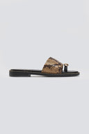 Σανδάλια δερμάτινα με print Tfp - Κίτρινο - thefashionproject.gr - TFP - 24044015003