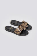 Σανδάλια δερμάτινα με print Tfp - Κίτρινο - thefashionproject.gr - TFP - 24044015003