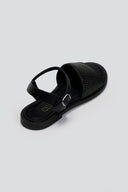 Σανδάλια δερμάτινα με ψάθα Estil - Μαύρο - thefashionproject.gr - Estil