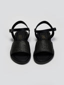 Σανδάλια δερμάτινα με ψάθα Estil - Μαύρο - thefashionproject.gr - Estil