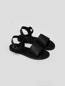 Σανδάλια δερμάτινα με ψάθα Estil - Μαύρο - thefashionproject.gr - Estil - 23591002003
