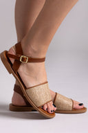 Σανδάλια δερμάτινα με ψάθα Estil - Ταμπά - thefashionproject.gr - Estil