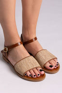 Σανδάλια δερμάτινα με ψάθα Estil - Ταμπά - thefashionproject.gr - Estil