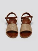 Σανδάλια δερμάτινα με ψάθα Estil - Ταμπά - thefashionproject.gr - Estil