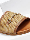 Σανδάλια δερμάτινα με ψάθινη φάσα Estil - Ταμπά - thefashionproject.gr - Estil