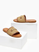 Σανδάλια δερμάτινα με ψάθινη φάσα Estil - Ταμπά - thefashionproject.gr - Estil