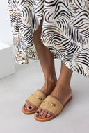Σανδάλια δερμάτινα με ψάθινη φάσα Estil - Ταμπά - thefashionproject.gr - Estil