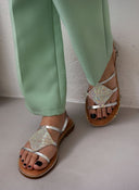 Σανδάλια δερμάτινα με στρας Iris Sandals - Ασημί - thefashionproject.gr - IRIS