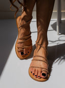 Σανδάλια δερμάτινα με στρας λουράκια Iris Sandals - Χαλκός - thefashionproject.gr - IRIS