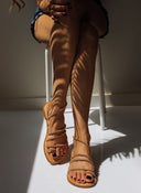 Σανδάλια δερμάτινα με στρας λουράκια Iris Sandals - Χαλκός - thefashionproject.gr - IRIS