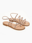 Σανδάλια δερμάτινα με στρας λουράκια Iris Sandals - Χαλκός - thefashionproject.gr - IRIS