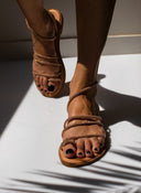 Σανδάλια δερμάτινα με στρας λουράκια Iris Sandals - Χαλκός - thefashionproject.gr - IRIS