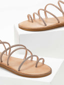 Σανδάλια δερμάτινα με στρας λουράκια Iris Sandals - Χαλκός - thefashionproject.gr - IRIS
