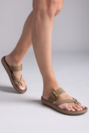 Σανδάλια δερμάτινα με τοκ CONSTANTIA FANTASY SANDALS - Χακί - thefashionproject.gr - FANTASY SANDALS