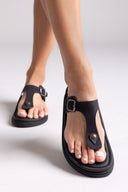 Σανδάλια δερμάτινα με τοκά Estil - Μαύρο - thefashionproject.gr - Estil - 24027002002