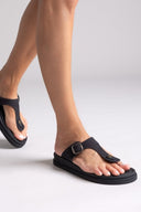 Σανδάλια δερμάτινα με τοκά Estil - Μαύρο - thefashionproject.gr - Estil - 24027002002