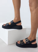 Σανδάλια δερμάτινα με τοκά tfp - Μαύρο - thefashionproject.gr - TFP