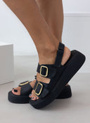 Σανδάλια δερμάτινα με τοκά tfp - Μαύρο - thefashionproject.gr - TFP