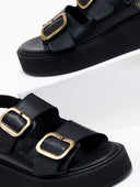 Σανδάλια δερμάτινα με τοκά tfp - Μαύρο - thefashionproject.gr - TFP