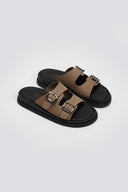 Σανδάλια δερμάτινα με τοκάδες Estil - Λαδί - thefashionproject.gr - Estil - 24013096002
