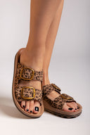 Σανδάλια δερμάτινα με τοκάδες και print DESPOINA FANTASY SANDALS