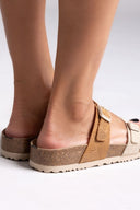 Σανδάλια δερμάτινα με τοκάδες Take me - Άμμου - thefashionproject.gr - Take me