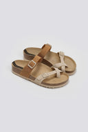 Σανδάλια δερμάτινα με τοκάδες Take me - Άμμου - thefashionproject.gr - Take me