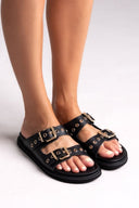 Σανδάλια δερμάτινα με τοκάδες Take me - Μαύρο - thefashionproject.gr - Take me