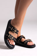 Σανδάλια δερμάτινα με τοκάδες Take me - Μαύρο - thefashionproject.gr - Take me