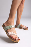 Σανδάλια δερμάτινα με τοκάδες Take me - Μέντα - thefashionproject.gr - Take me